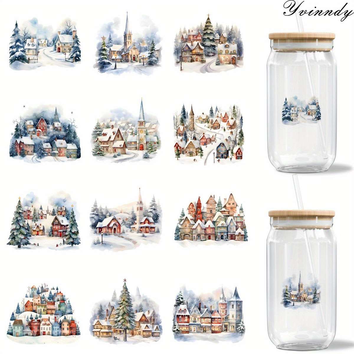 12Pcs/Set Christmas Snow Scene - đánh giá và giá Rdta Tank Glass
